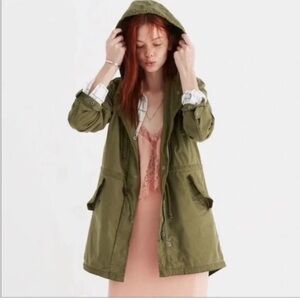Madewell Tilden military utility hoodie in olive green
